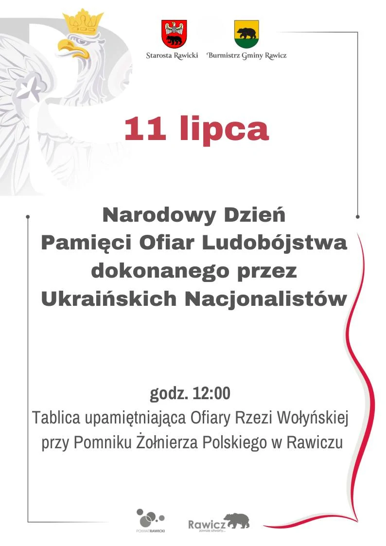 Uroczystość upamiętniająca ofiary ludobójstwa wołyńskiego w Rawiczu