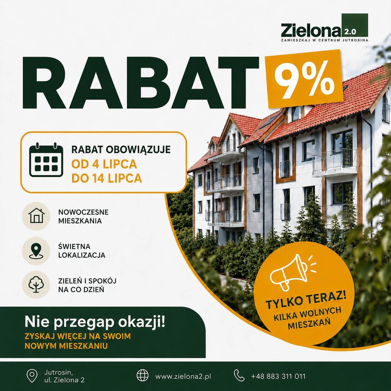 Rabat 9% na mieszkania w Jutrosinie – promocja tylko do 14 lipca