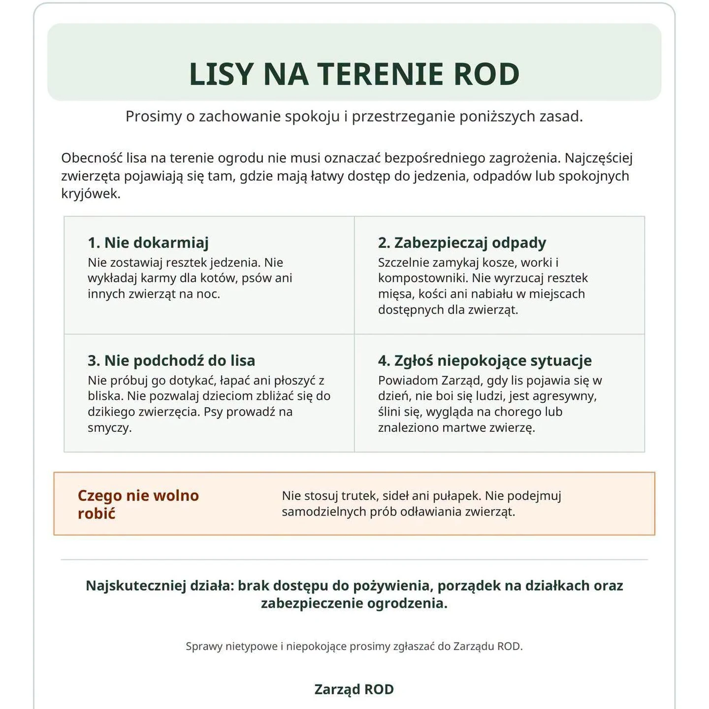 Lisy na terenach działkowych – ważne zalecenia dla działkowców