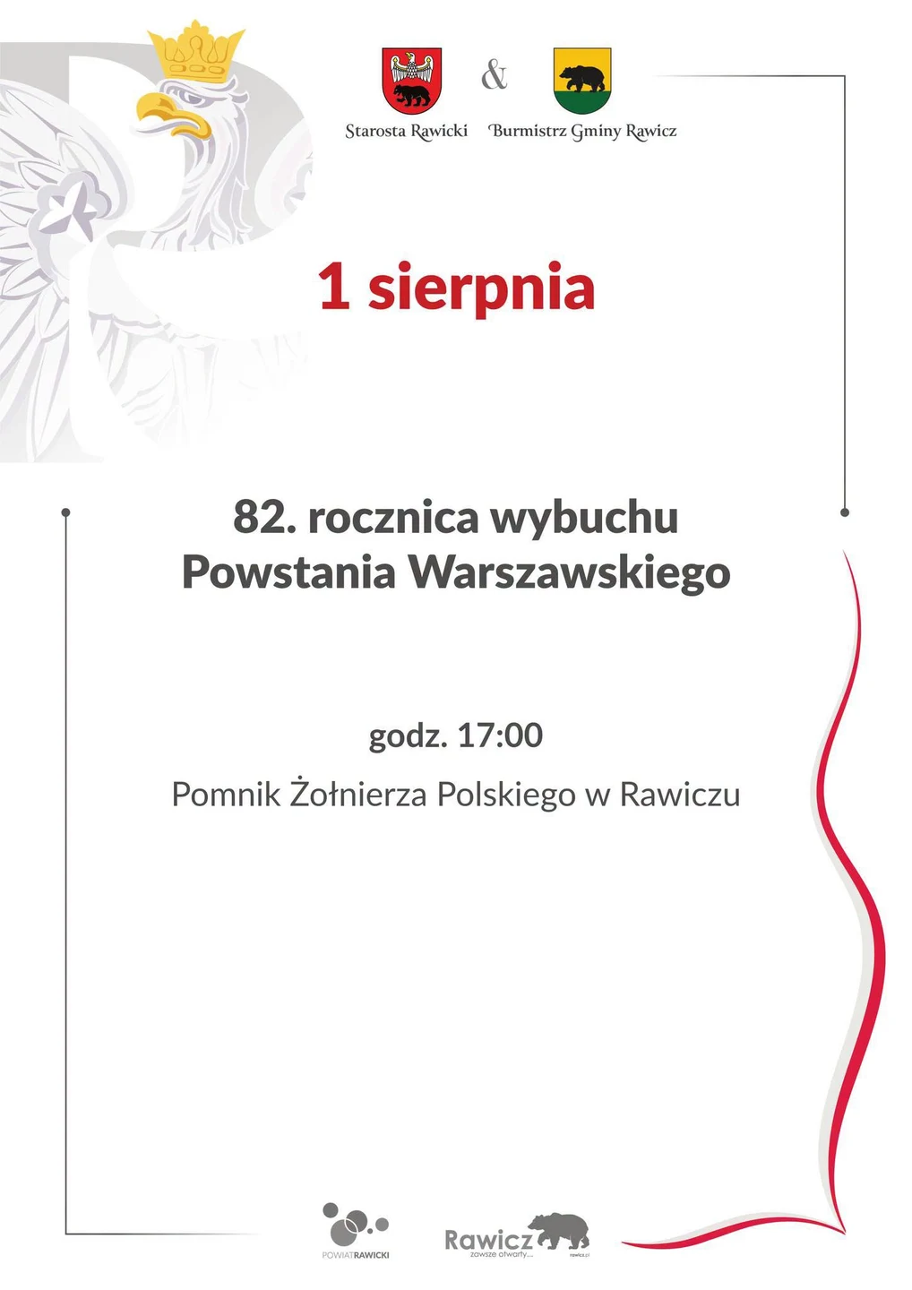 82. rocznica wybuchu Powstania Warszawskiego – zaproszenie na upamiętnienie